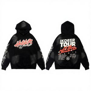 เสื้อฮู้ดดี้พิมพ์ลายกราฟิกตัวอักษรทรงโอเวอร์ไซส์สไตล์ลำลองสำหรับฤดูหนาวสำหรับผู้ชาย |   การออกแบบแขนเสื้อแบบเรโทรทัวร์เฟลม ปรับแต่งได้ มีฮู้ด 100% - Product Image 4