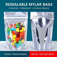 Sachet refermable en plastique transparent à fermeture éclair, anti-odeur, à fond plat, pour snacks, céréales, aliments et fruits secs