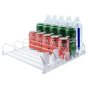 White Automatic Shelf Pusher Glide Fridge Drink Organizer Soda Dispenser Holds up to 15 Cans