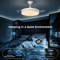 Ventilateur de plafond moderne blanc avec moteur AC et lumière LED pour chambre à coucher, 110-240V, 3 vitesses/6 vitesses, pales de 42 pouces, télécommande