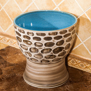 Recién llegado, lavabo de suelo de buena calidad, fregona de cerámica occidental para baño, fregadero de piscina, lavabo redondo con patrón de <span class=keywords><strong>adoquines</strong></span> marrones - Product Image 3