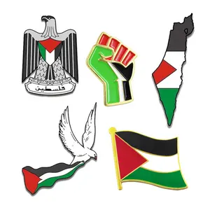 Factory Hot Sale Custom Palestinian Brooch Scarf Gifts Bracelet Enamel Badge Country Flag Lapel Pin Souvenirs Palestine Pin