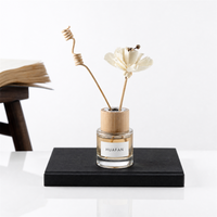 Bouteille diffuseur en verre transparent 50 ml, best-seller, vide, pour bâtonnets en rotin, avec impression sérigraphique personnalisée et marquage à chaud