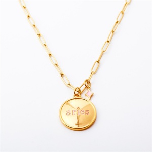 Collar Personalizado con Signo Zodiacal, Colgante de Estrella Rosa, Collares Redondos con Letras del Zodiaco - Product Image 6