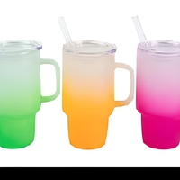Gobelet en verre dégradé de 100 ml avec poignée et paille, tasse de voyage isotherme, vaisselle à boisson couleur personnalisée