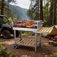 Ensemble barbecue pour fumeur, cuisine extérieure, barbecue bateau, barbecue au charbon de bois commercial en acier inoxydable, accessoires pour barbecue de cuisine extérieure