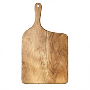 Planche à découper rectangulaire en bois d'acacia et de teck écologique, faite à la main, épaisseur 2,0 cm, pour servir la pizza et les fromages, avec poignée de couteau, passe au lave-vaisselle - Product Image 4