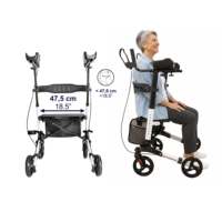 Déambulateur vertical avec support pour les avant-bras, cadre en aluminium réglable en hauteur, frein à câble, capacité de 136 kg, garantie de 3 ans