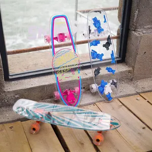 Prancha de surf acrílica transparente para terra, produtos por atacado, prancha de surf para patins e crossboards, prancha para patins e crossboards