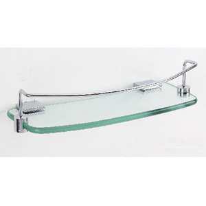 Étagère d'angle <span class=keywords><strong>murale</strong></span> en <span class=keywords><strong>verre</strong></span> pour salle de bain d'hôtel moderne avec design en forme d'éventail, finition chromée écologique - Product Image 5