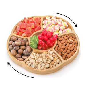 Вращающийся поднос для еды, 6 отделений, бамбуковое блюдо для ленивых закусок, поднос для закусок, разделенный поднос для закусок, фруктов - Product Image 1