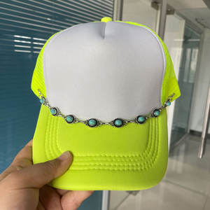 2024 nouveau à la mode amovible Western Turquoise pierre charme camionneur chapeau chaîne bohème Cowboy Turquoise camionneur chapeau chaînes - Product Image 1