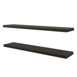 Dark Oak Floating Shelf Set Of 2 In Melamine <b>Wall</b> <b>Display</b> Shelves - Product Image 3
