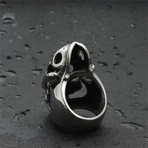Men's Titanium Steel Skull Ring Silver Animal <b>Head</b> Retro Punk <b>Style</b> Jewelry 260108 - Product Image 3