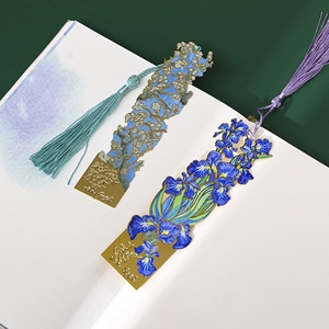 Nouveau marque-page en métal ajouré avec pompon, motif peinture Van Gogh, pince à livre pour cadeau promotionnel d'entreprise - Product Image 4