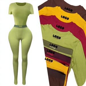 Ensemble de pyjama pour femmes, printemps-été 2025, coton côtelé uni, respirant, écologique, chemise à manches longues, leggings - Product Image 3