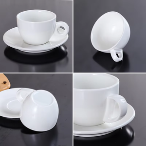 Juego de café de porcelana XL británico de lujo con logotipo personalizado y ribete dorado para cafeterías y hoteles - Product Image 5