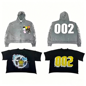 เสื้อฮู้ดสตรีทแวร์แบบสั่งทำพิเศษ ผ้าฝ้าย 100% เฟรนช์เทอร์รี่ ล้างสีแบบแอซิดวอช ปักลายปะติด ฮู้ดซิปแบบหนา - Product Image 3