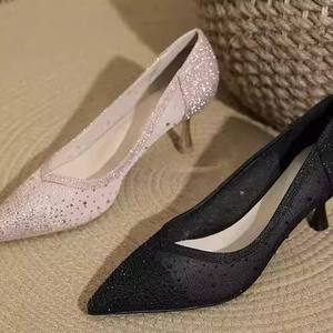 Agente de Compras 1688: Zapatos de Tacón de Aguja Delgados con Punta Puntiaguda y Malla Transparente con Pedrería Completa para Mujer, Marca FTS, Envío DDP desde China - Product Image 1