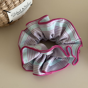 Korean Fashion Oversized Fabric Scrunchies Plaid Colorful Layered Striped <b>Headbands</b> for Women & Teens - Product Image 4
