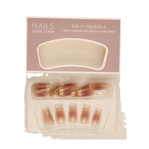 เล็บปลอมสำเร็จรูปแบบสั้นสไตล์ฝรั่งเศสสีบลัชประกายทองแบบกระจกเงาพร้อมโลโก้ที่ออกแบบไว้ล่วงหน้าปรับแต่งได้และถอดออกได้ - Product Image 4