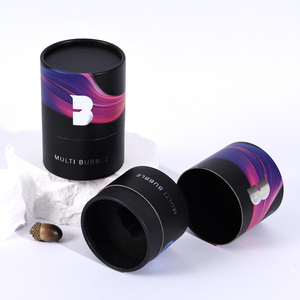 Emballage personnalisé Tube rond en carton de luxe noir pour aliments kraft Emballage de boîte tube en papier Push Up en feuille d'argent - Product Image 1