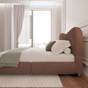 Cadre <span class=keywords><strong>de</strong></span> <span class=keywords><strong>lit</strong></span> <span class=keywords><strong>de</strong></span> luxe pour chambre d'hôtel, style crème français, réglable, en velours capitonné, taille King, avec tête <span class=keywords><strong>de</strong></span> <span class=keywords><strong>lit</strong></span> incurvée - Product Image 3