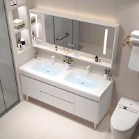 Meuble-lavabo autoportant Durasein moderne et écologique avec double vasque intégrée en surface solide