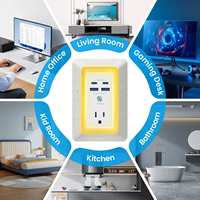 Multiprise avec protection contre les surtensions SummerVibes, 3 côtés, 9 prises, 4 ports USB (2 USB-C PD à charge rapide), veilleuse, certifiée ETL