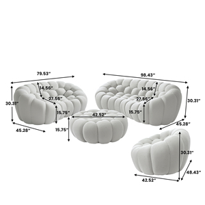Sofá Moderno para Sala de Estar, Compresible al Vacío, Color Gris Claro, Sofá de Burbujas Curvo de 1, 2 y 3 Plazas, Juego de Sofás Estilo Fútbol - Product Image 4