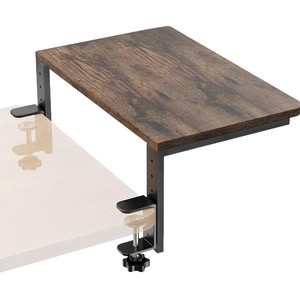 Desktop Extension Shelf Wood Grain Top Metal Frame Adjustable Desk Side Rack For Computer Storage Organizing Workspace - Product Image 5