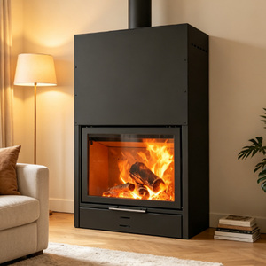 Stufa a Legna Moderna Autoportante <span class=keywords><strong>con</strong></span> Porta Scorrevole in <span class=keywords><strong>Vetro</strong></span> per Riscaldamento Interno di Soggiorni e Hotel - Product Image 1