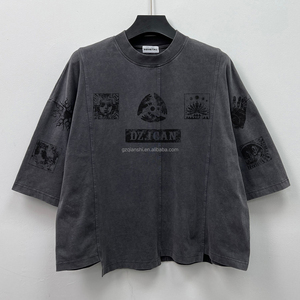 Vintage Boxy Heavyweight Drop Shoulder <b>Shirt</b> Personalized Streetwear Graphic T-<b>shirt</b> Oversized <b>Patchwork</b> Acid Wash t <b>Shirts</b> - Product Image 3