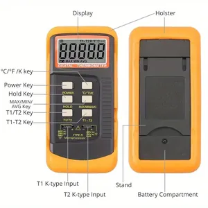 Thermomètre numérique portable pour bureau, grand écran LCD, multicolore jaune et noir, haute précision, pour la maison et l'extérieur, fonctionne sur piles - Product Image 2