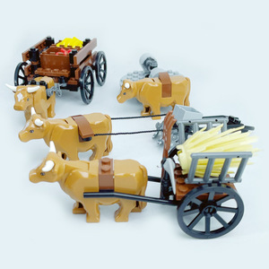 Bloques de Construcción de Arquitectura Medieval Antigua, Figuras de Animales (Vaca), Escena de Campo Agrícola, Figuras de Ensamblaje para Construcción de Ciudades - Product Image 3