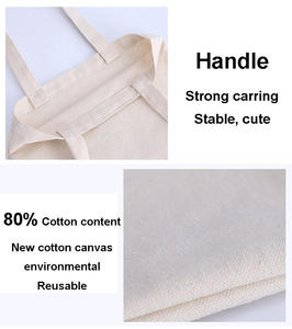 Bolsas promocionales de compras de comestibles reutilizables en blanco con sublimación impresa con logotipo personalizado, bolsa de compras de lona de algodón y poliéster liso - Product Image 4