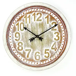 IVYDECO古董大数字模拟木框白色金属挂钟