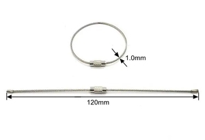 EWANG Fashion Design Porte-clés câble métallique en acier inoxydable argenté de 120mm - Product Image 3