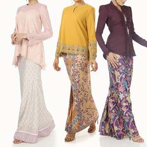 <span class=keywords><strong>2021</strong></span> nueva llegada conjuntos de mujer personalizados de moda Abaya en Malasia mangas acampanadas encaje Kebaya recorte de talla grande Baju Kurung - Product Image 4