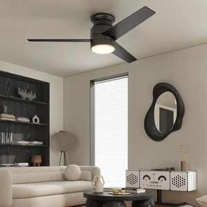 Ventilateur de <span class=keywords><strong>plafond</strong></span> ETL encastré à 3 pales de 52 pouces avec lumière et contrôle mural, LED 22W, 3000K, non gradable, finition noire, 3 vitesses - Product Image 2