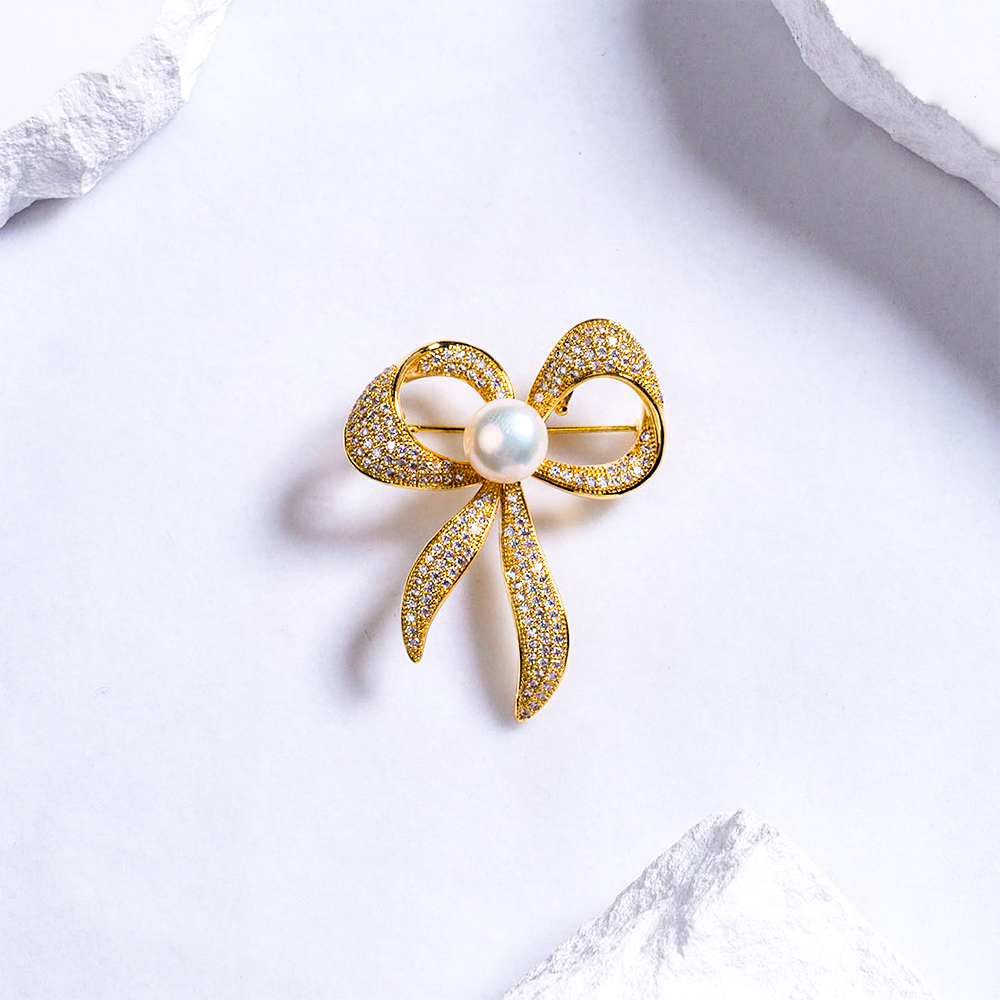 sterling silver 925 pearl brooch