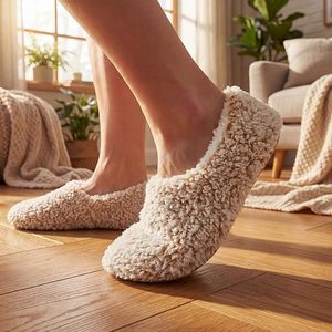 Chaussettes pantoufles pour femmes à <span class=keywords><strong>semelle</strong></span> souple avec picots antidérapants, épaisses, chaudes, douillettes, en polaire, antidérapantes, moelleuses, pour l'hiver, pour la maison et la chambre, lot de chaussettes - Product Image 1