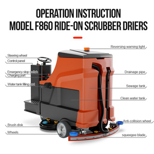 Gaoge F860 125/135L 860/1100MM Carreaux de céramique commerciaux Machine à laver les sols en béton <span class=keywords><strong>Parking</strong></span> <span class=keywords><strong>Parking</strong></span> Ride on Floor Scrubber Vacuum - Product Image 4
