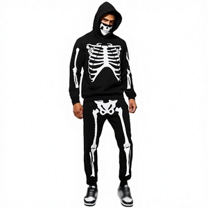 Ensemble de survêtement pour homme noir uni coupe-vent avec cagoule, logo personnalisé, marque privée, en molleton technique, style streetwear, maternité - Product Image 3