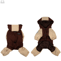 Combinaison d'hiver de luxe pour chien à quatre pattes avec capuche, color block, rembourrée, coupe-vent, avec anneau de laisse et taille ajustable, pour la neige