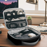Organisateur électronique double couche personnalisé en gros avec fentes classées, sac organisateur de câbles de voyage pour les passionnés de technologie