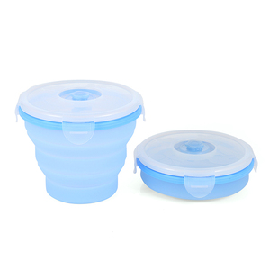 Utensilios de cocina personalizado calidad alimentaria ronda contenedor de alimentos con tapa plegable de silicona de la caja de almuerzo - Product Image 1