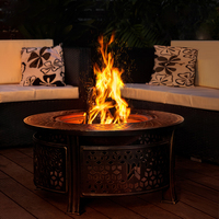 Brasero sans fumée de 81 cm (32 pouces) avec anneau, barbecue coréen, table de jardin extérieur, foyer en métal, gril barbecue