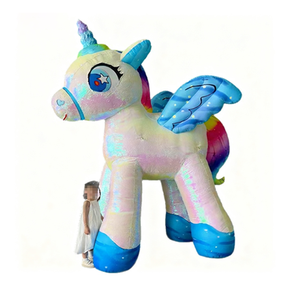 Mascotte de licorne irisée <span class=keywords><strong>gonflable</strong></span>, <span class=keywords><strong>ballon</strong></span> de dessin animé, décoration de scène, défilé publicitaire, sculptures gonflables - Product Image 1