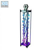 Soporte de exhibición de copas de chupito de lujo alto con logotipo personalizado para bar, hotel, fiesta de bodas, soporte para copas de cóctel, bandeja de chupitos en espiral con LED, torre de exhibición.